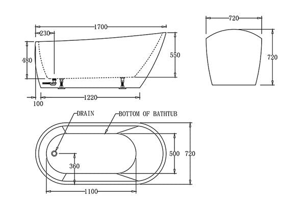 Dublin Freestanding Bathtub 1500/1700mm