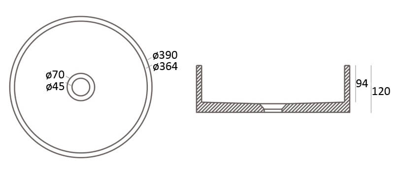 Zale Circle Concrete Basin 390mm