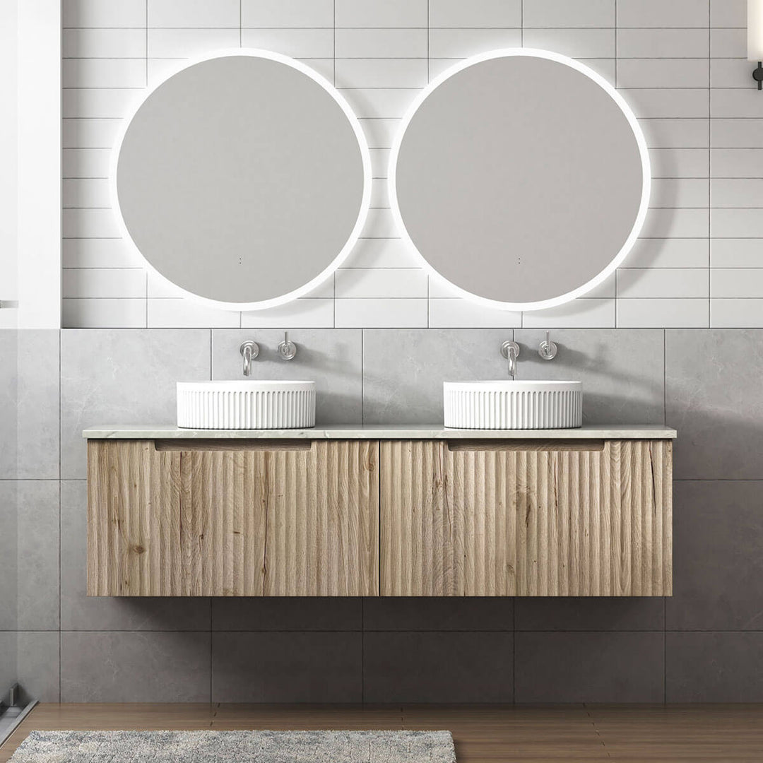 Calder Ribbed Wood Grain Wall Hung Vanity (600-1800mm)