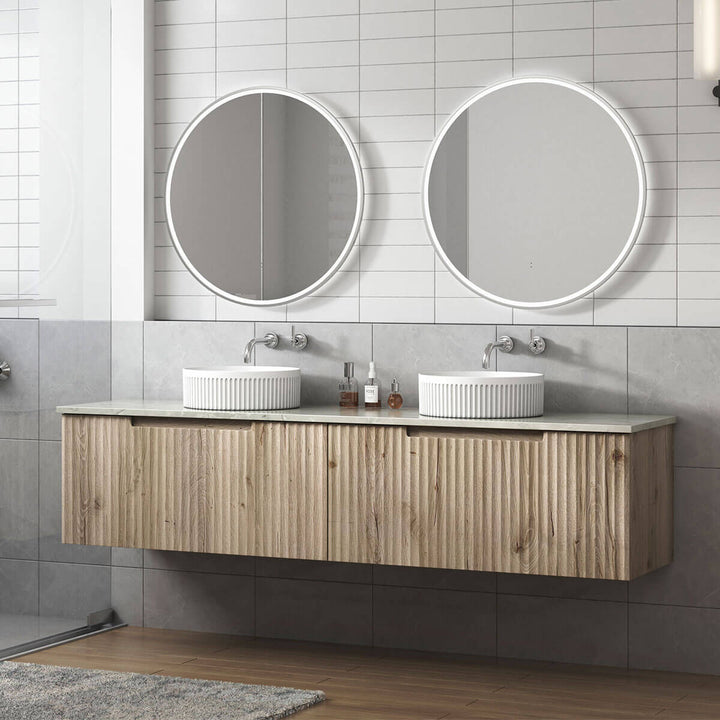 Calder Ribbed Wood Grain Wall Hung Vanity (600-1800mm)