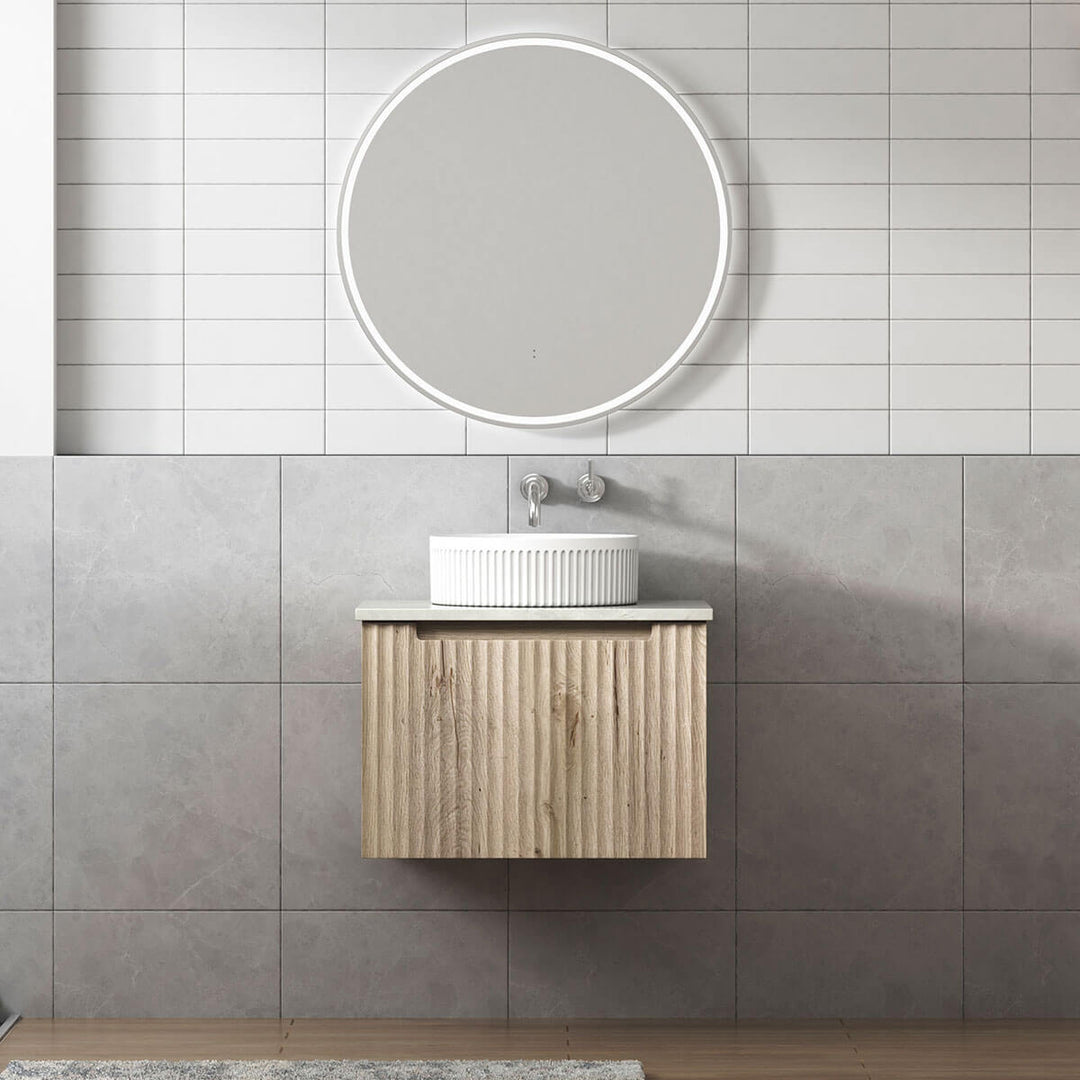 Calder Ribbed Wood Grain Wall Hung Vanity (600-1800mm)