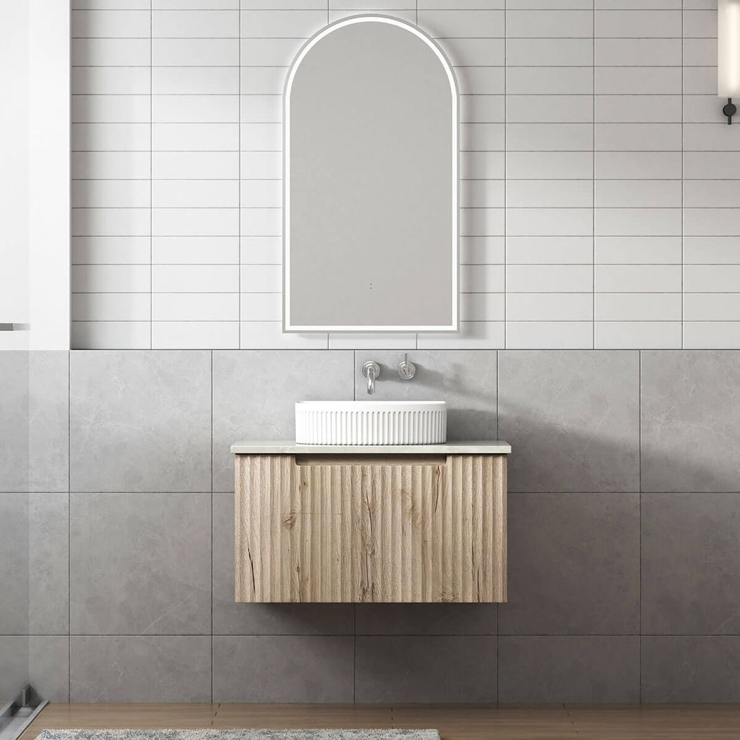 Calder Ribbed Wood Grain Wall Hung Vanity (600-1800mm)