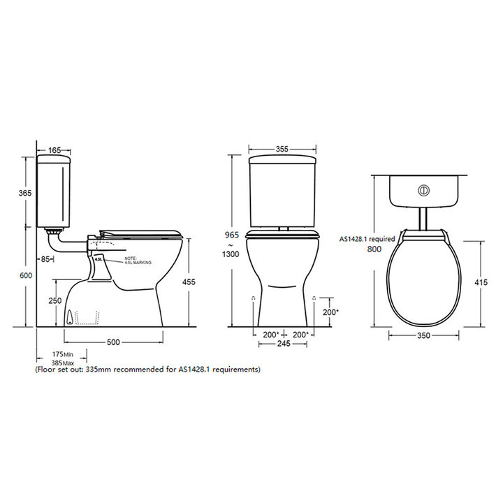 Care DDA Disabled Assist Close Coupled Toilet Suite