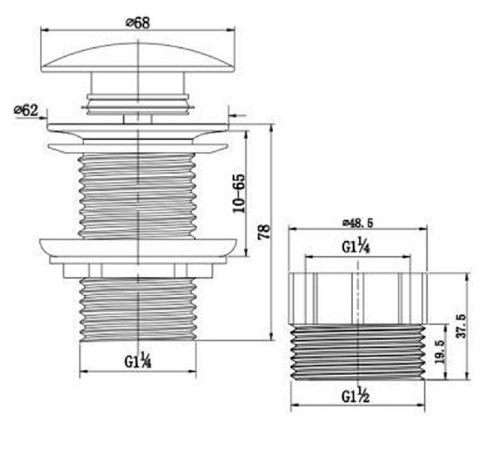 Ceramic Top Pop Up Waste 32/40mm