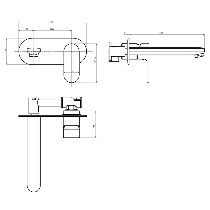 Cleo Curved Wall Mixer and Spout Set