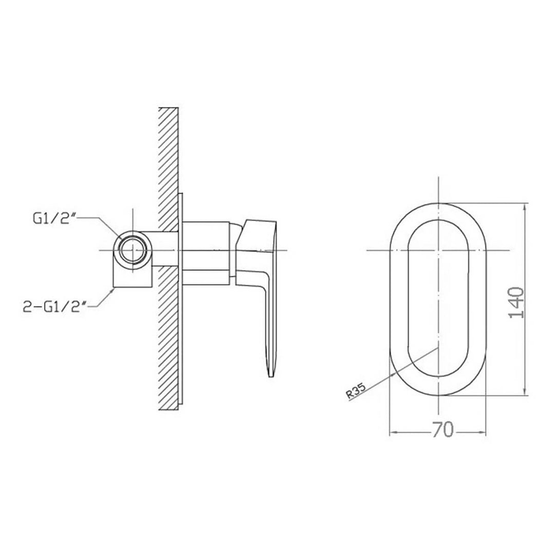 Cleo Curved Handle Shower Wall Mixer