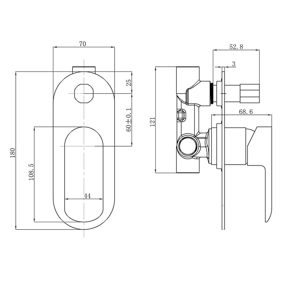 Cleo Curved Handle Wall Mixer with Diverter