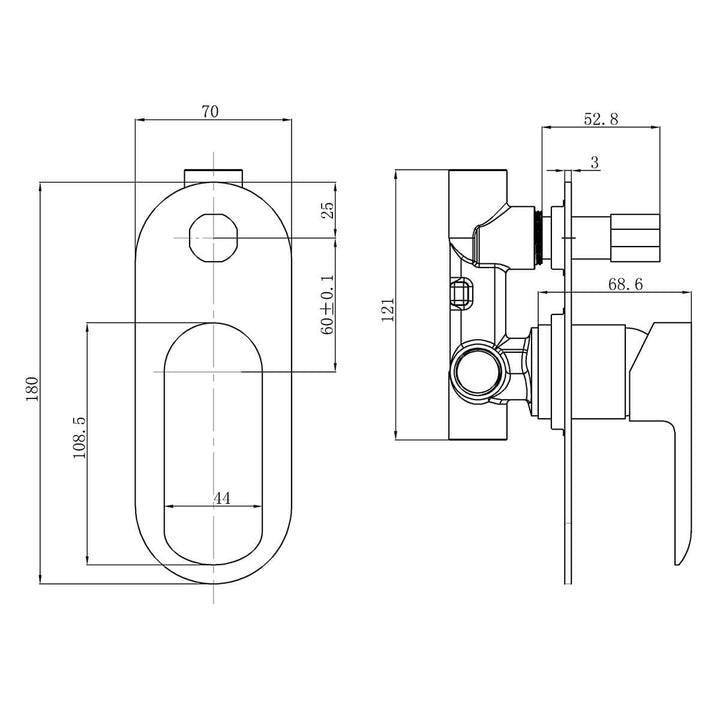 Cleo Curved Handle Wall Mixer with Diverter