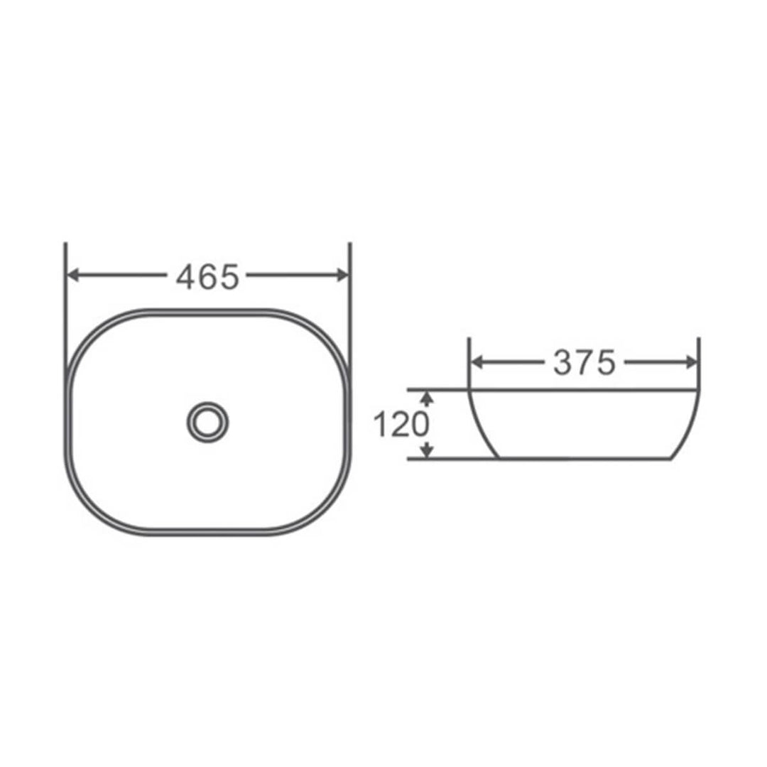 Deco Above Counter Curved Rectangular Basin 465x375mm