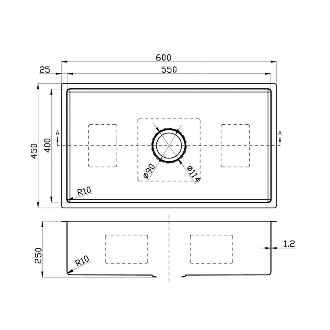 Deluxe Single Bowl Stainless Steel Sink 250mm Deep