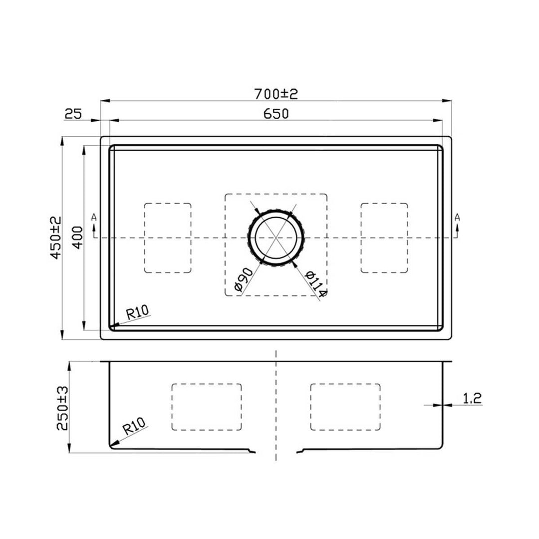 Deluxe Single Bowl Stainless Steel Sink 250mm Deep