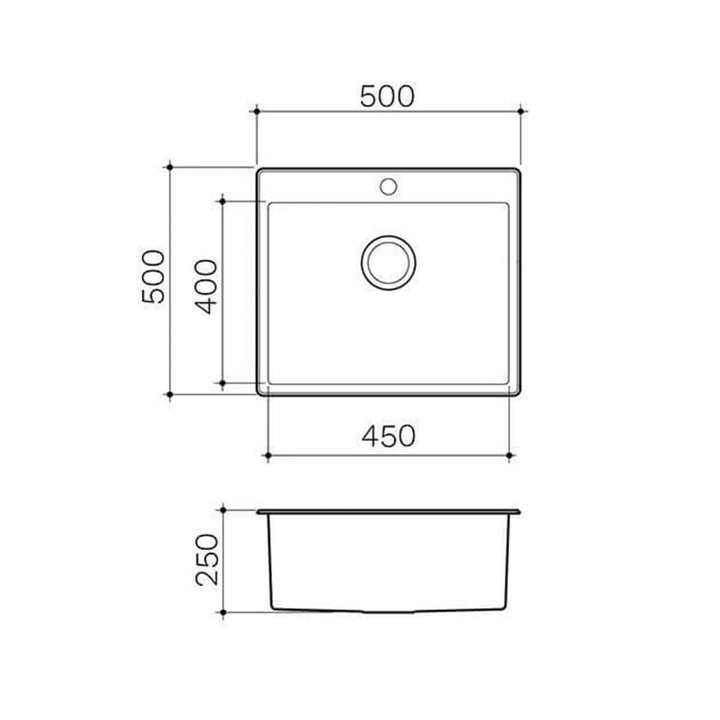 Deluxe Stainless Steel Sink with Tap Hole 250mm Deep