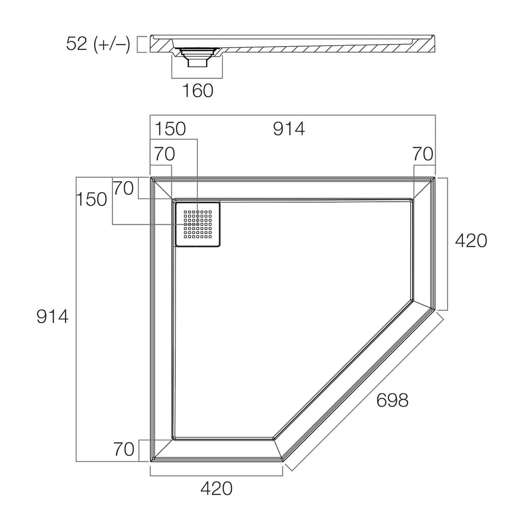 ECO Stonelite Corner Shower Base