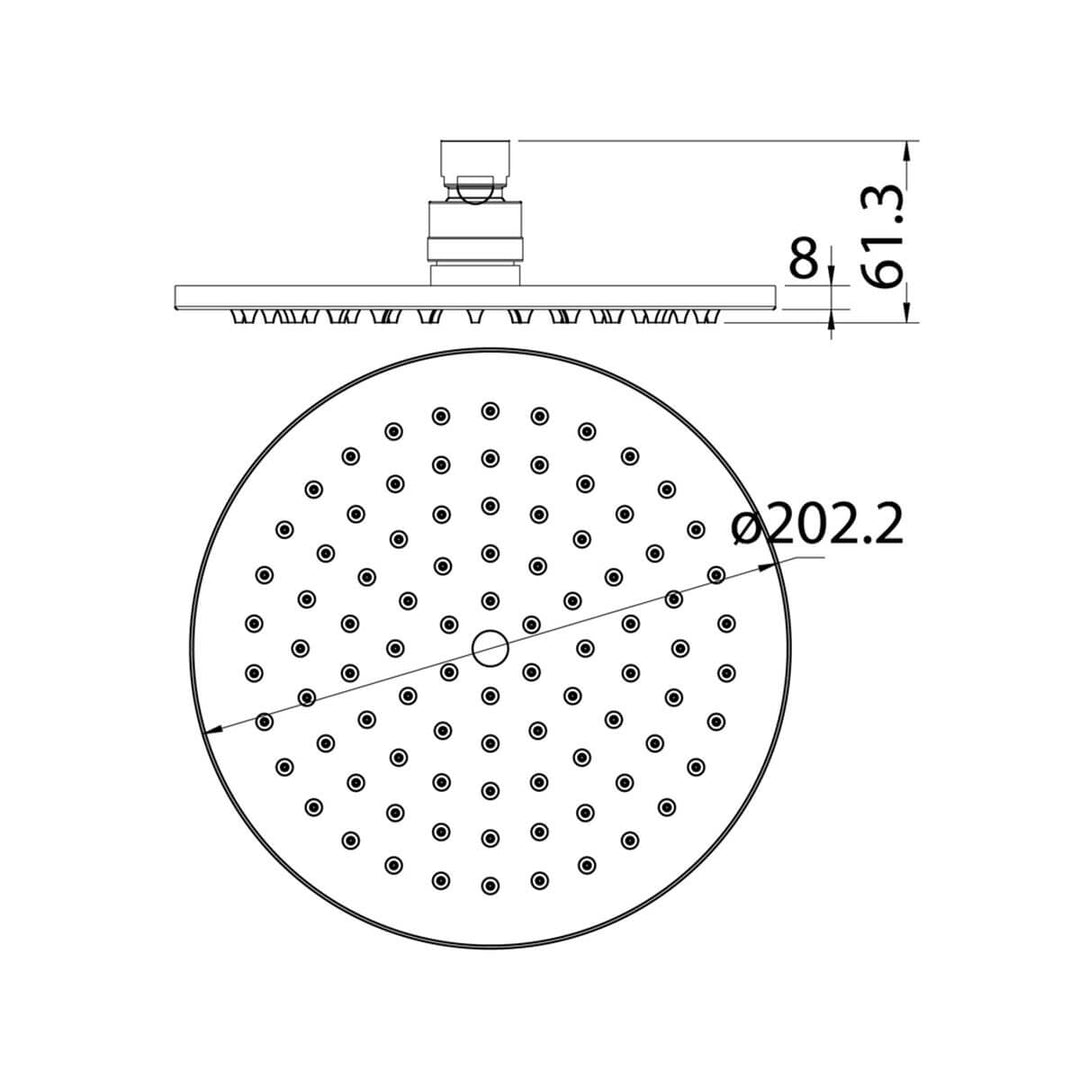 Eli Flat Round Brass Shower Head 200mm