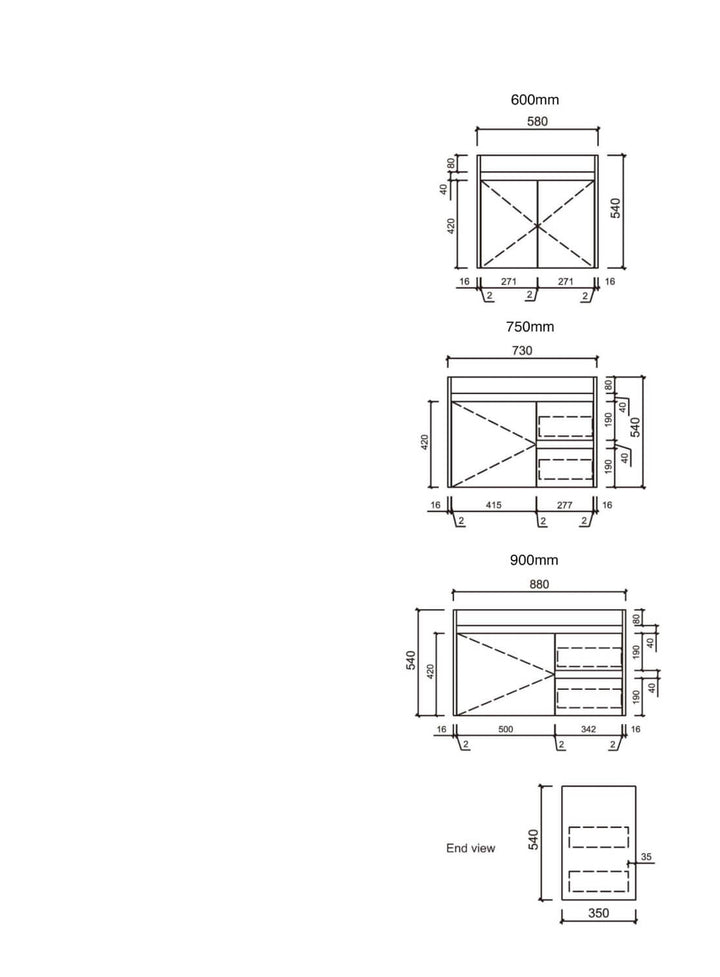 Emma Timber Soft-Close Wall Hung Vanity (600-900mm)