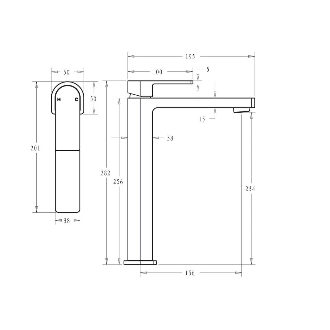 Flores Square Tall Basin Mixer