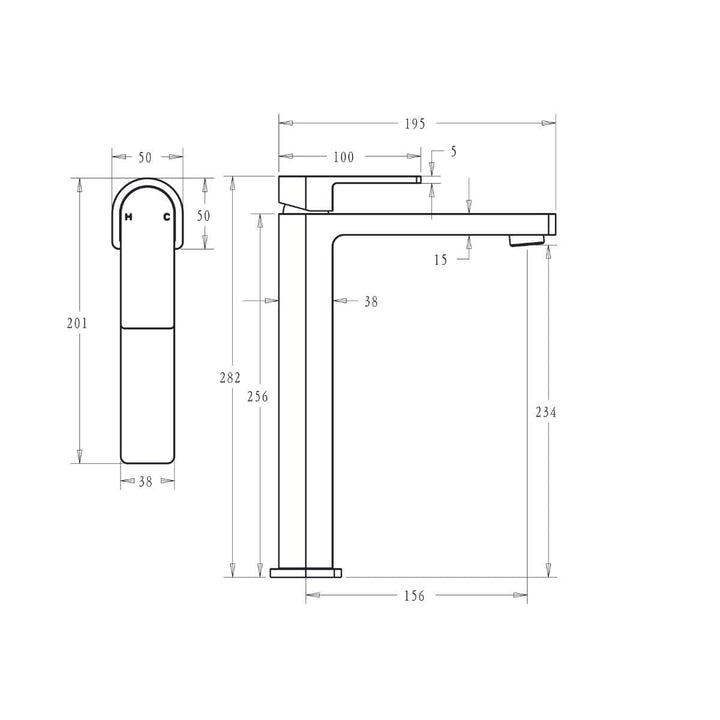 Flores Square Tall Basin Mixer