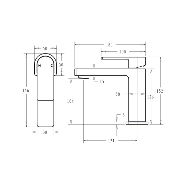 Flores Square Short Basin Mixer Tap