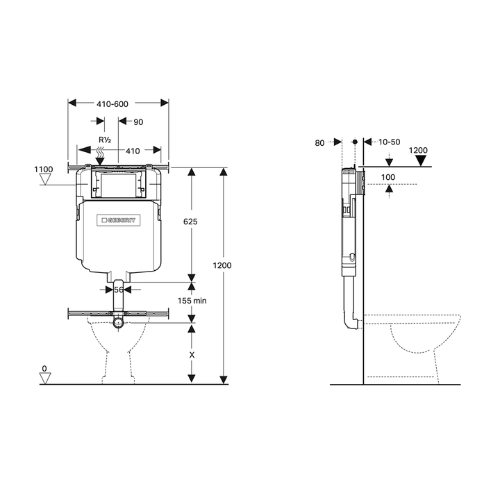 Juno In Wall Rimless Toilet Geberit Sigma 20 Package