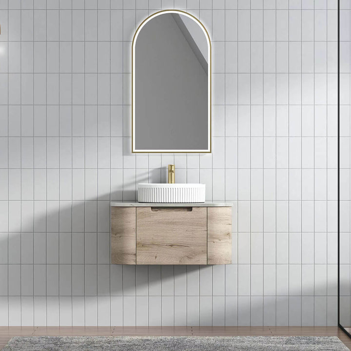 Hamilton Curved Timber Colour Wall Hung Vanity (750-1800mm)