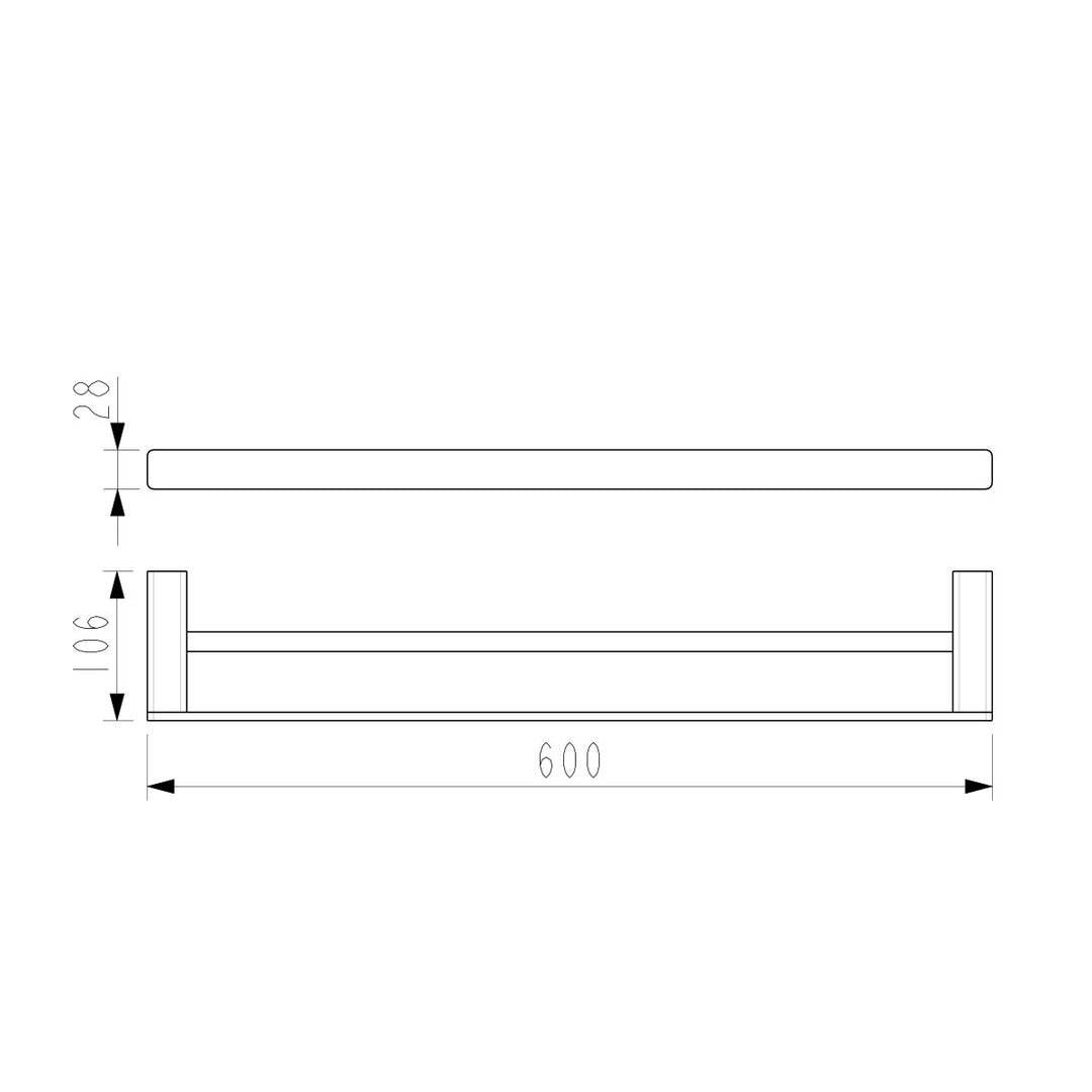 Iris Double Towel Rail Square 600/800mm