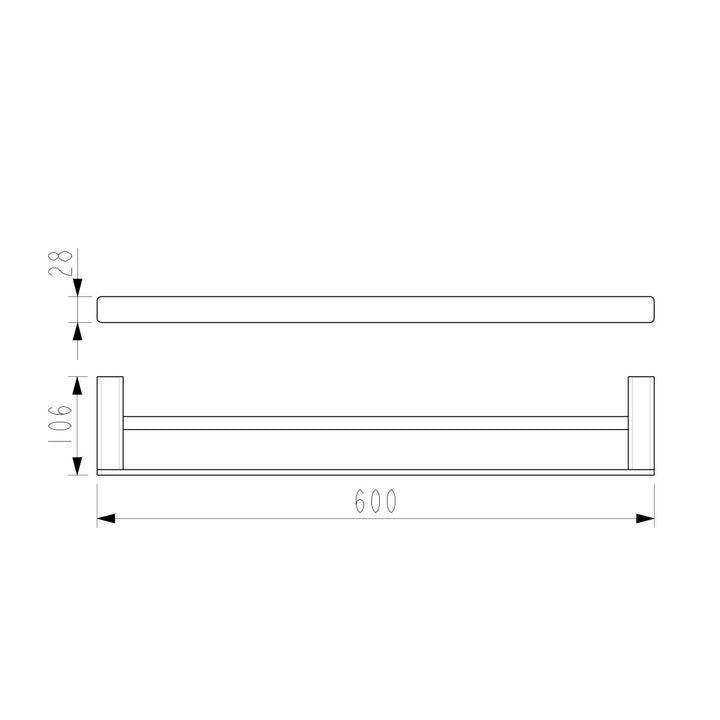 Iris Double Towel Rail Square 600/800mm