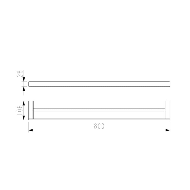 Iris Double Towel Rail Square 600/800mm