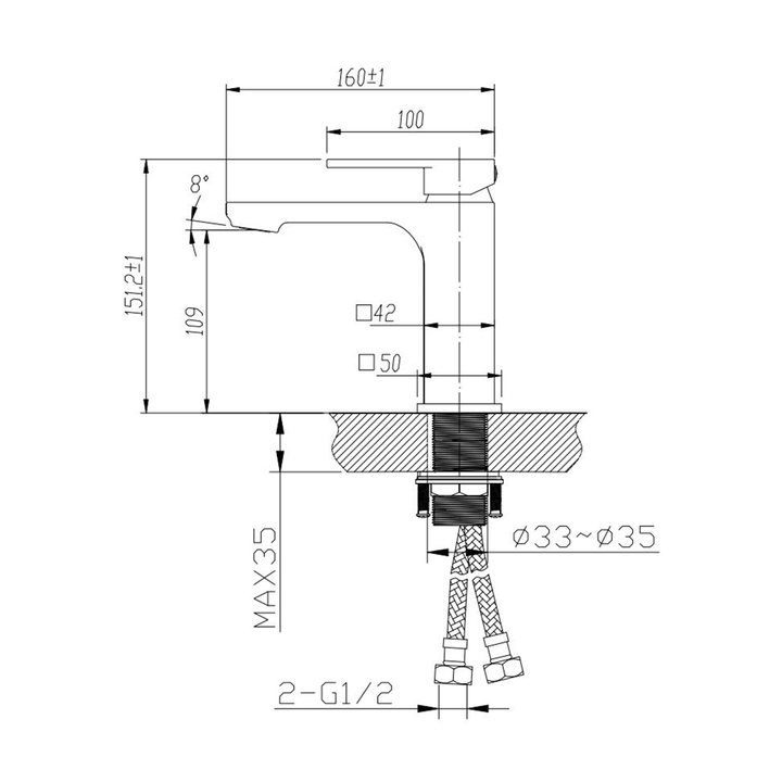 Kasten Short Soft Square Basin Mixer