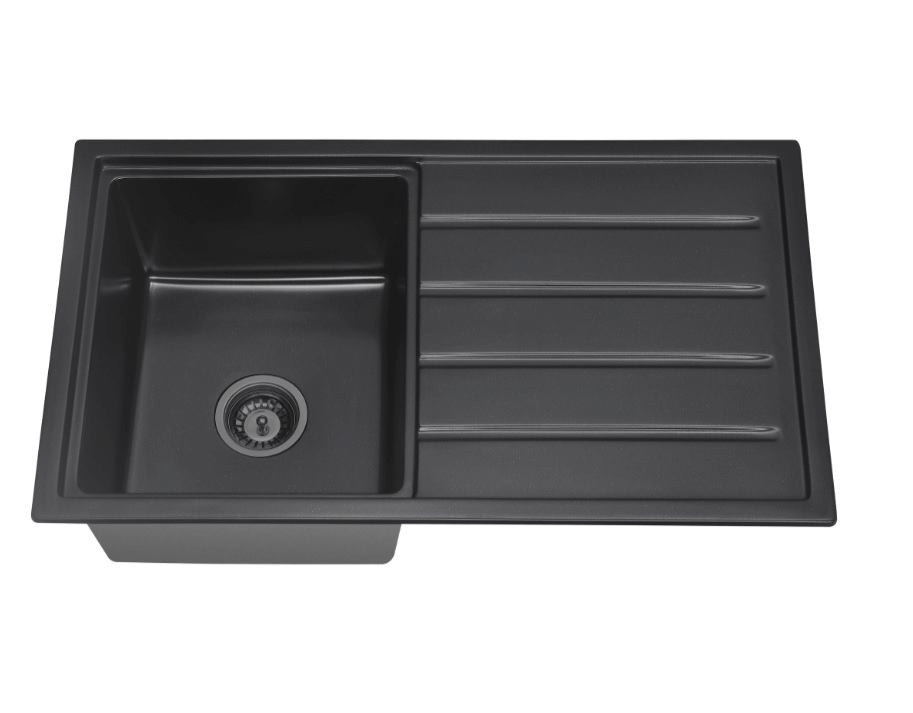 Iris Single Bowl Granite Sink with Drainer 860x490x230mm