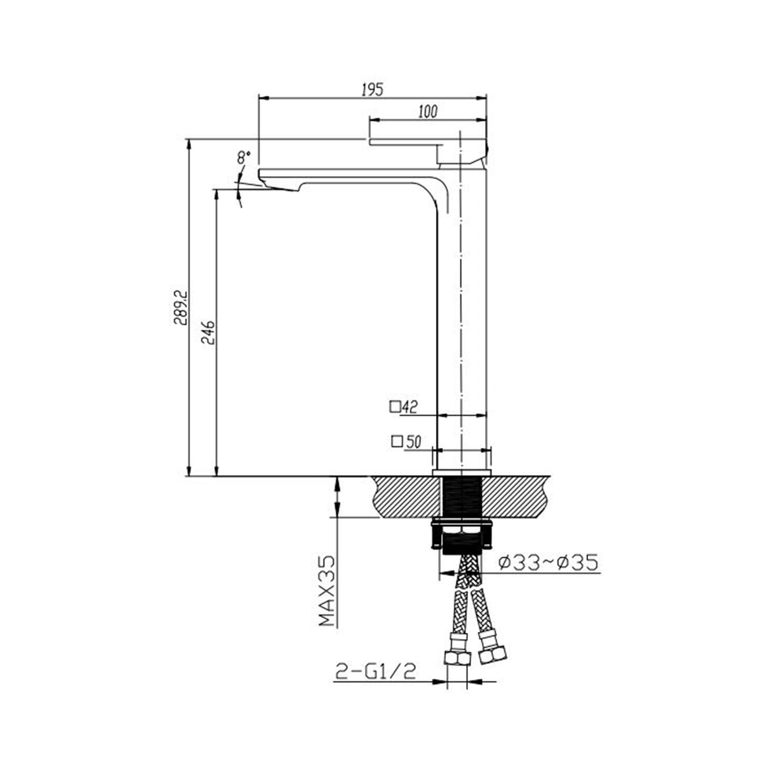 Kasten Tall Soft Square Basin Mixer