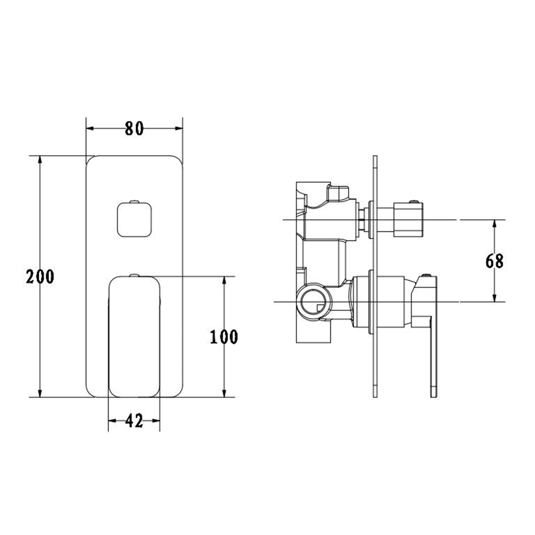 Kasten Square Shower Wall Mixer with Diverter