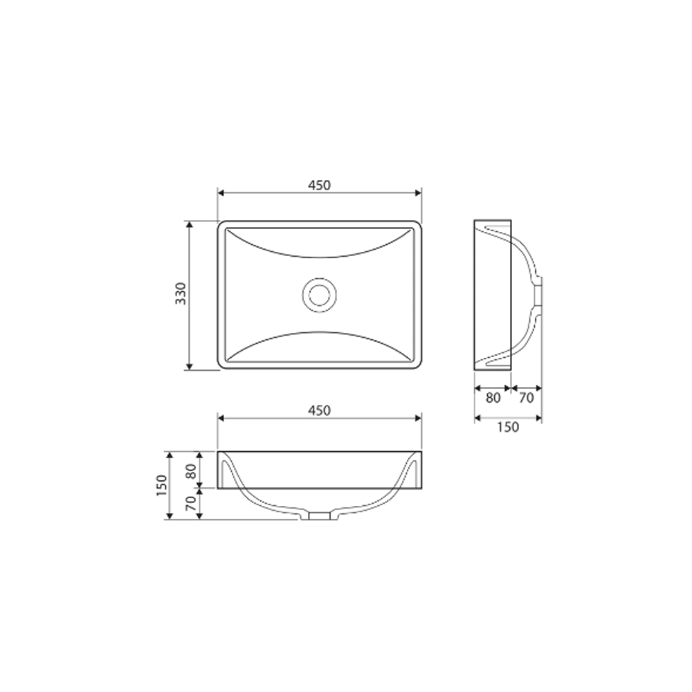 KADOS Matte White Semi-Inset Cast Stone Basin 450mm