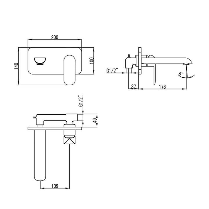 Kara Wall Mixer with Spout Set