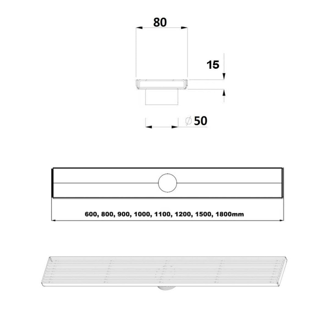 Kara Stainless Steel Strip Floor Grate 15mm Deep