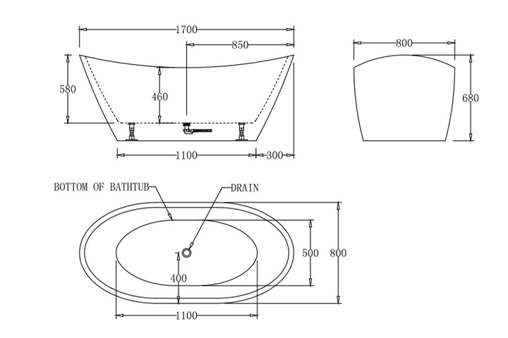 Lyon Freestanding Bathtub 1500-1700mm