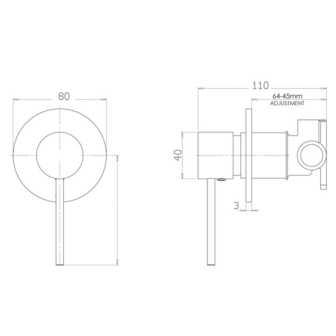 Leah Bathroom Pin Handle Shower Wall Mixer