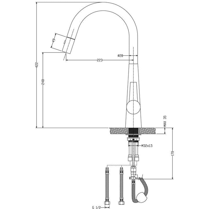 Leah LUX Pull Out Sink Mixer with Veggie Spray