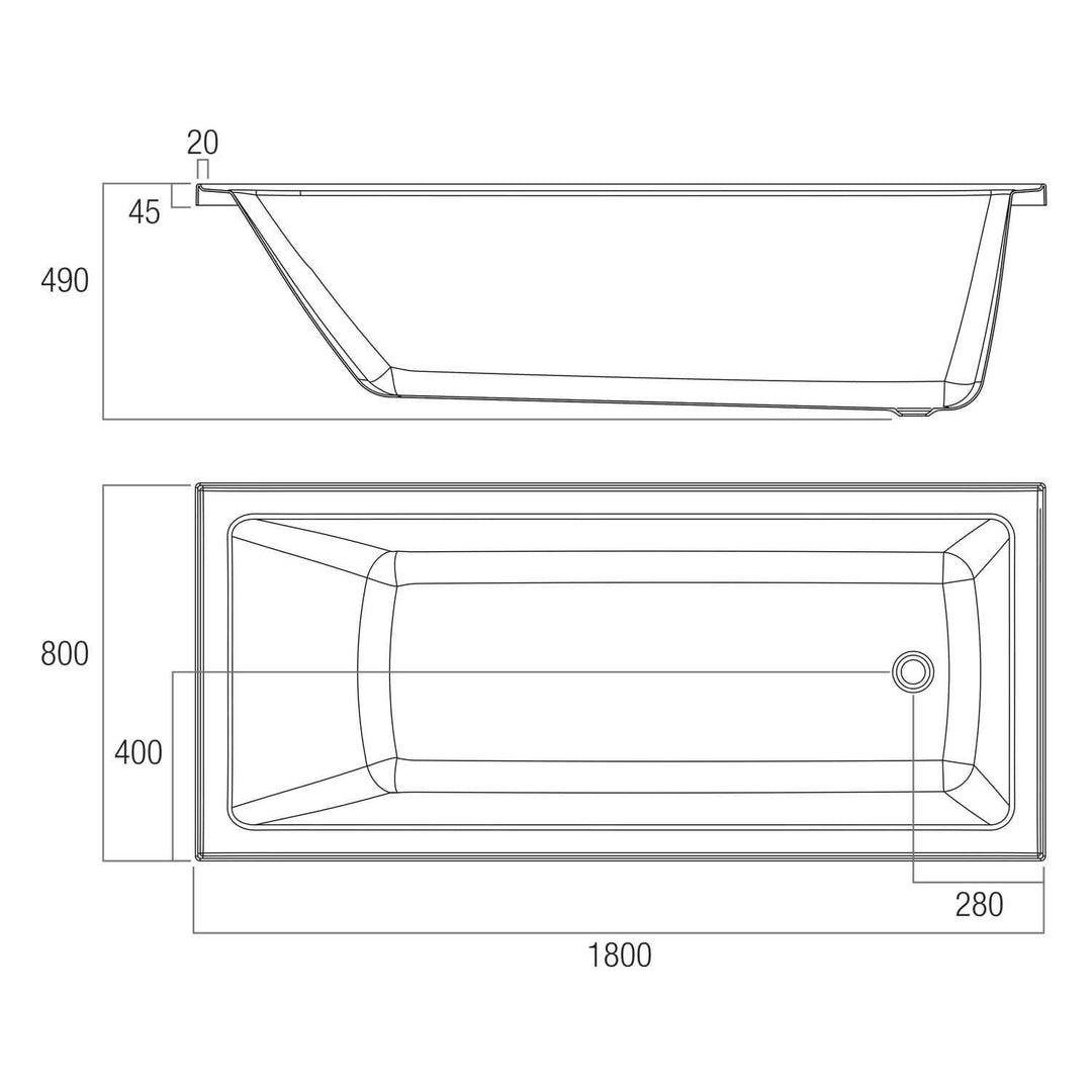 Louve Drop In Inset Bathtub 1525-1800mm