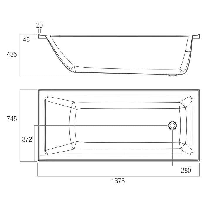 Louve Drop In Inset Bathtub 1525-1800mm