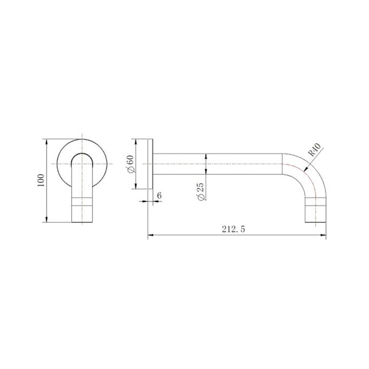 Luna Round Curved Spout Outlet 210mm