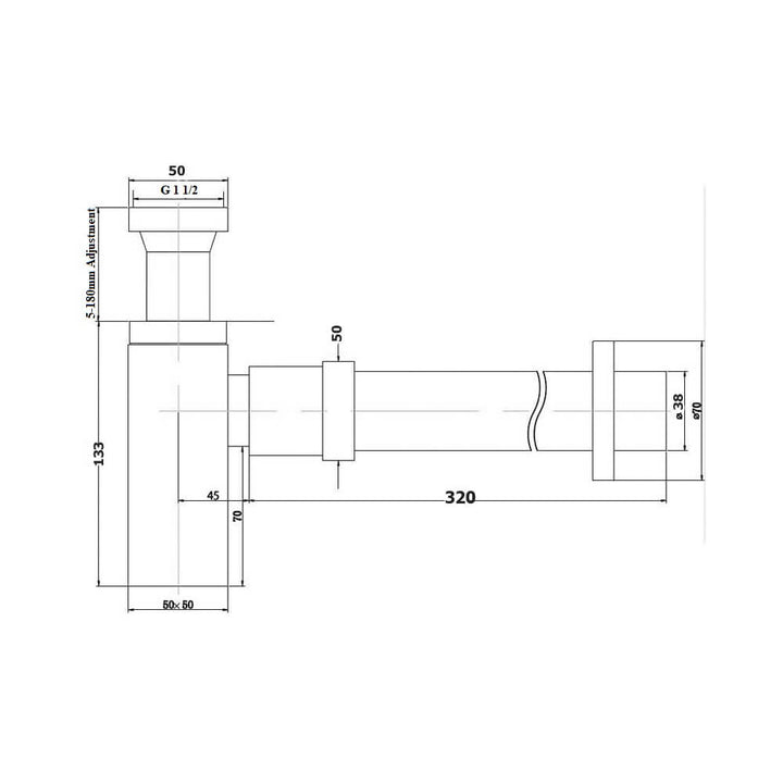 Marlo Round Brass Bottle Trap 32/40mm