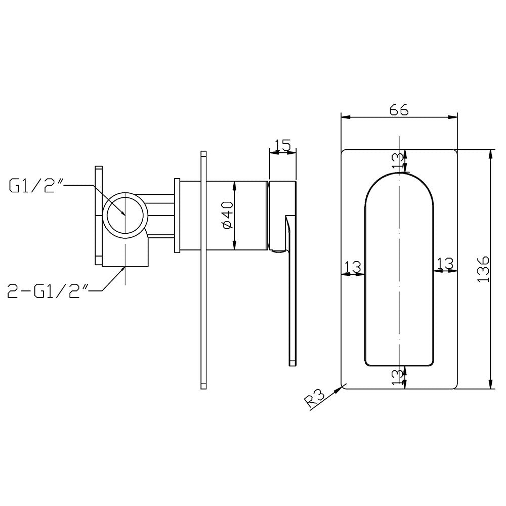 Milan Flat Edge Shower Wall Mixer