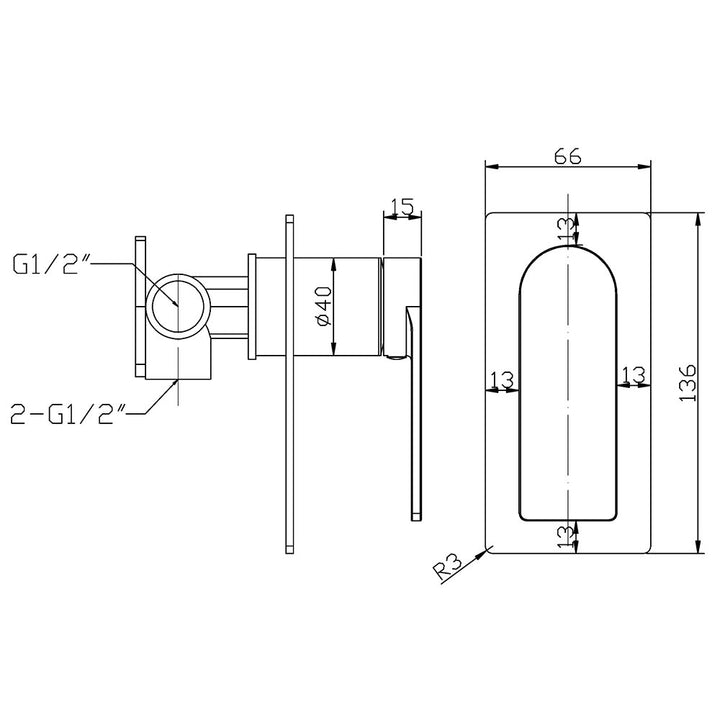 Milan Flat Edge Shower Wall Mixer