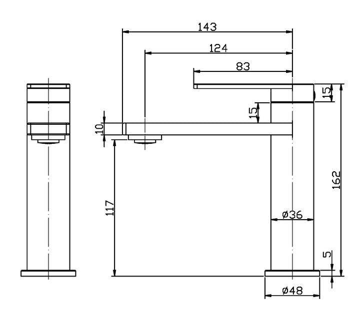 Milan Flat Edge Short Basin Mixer