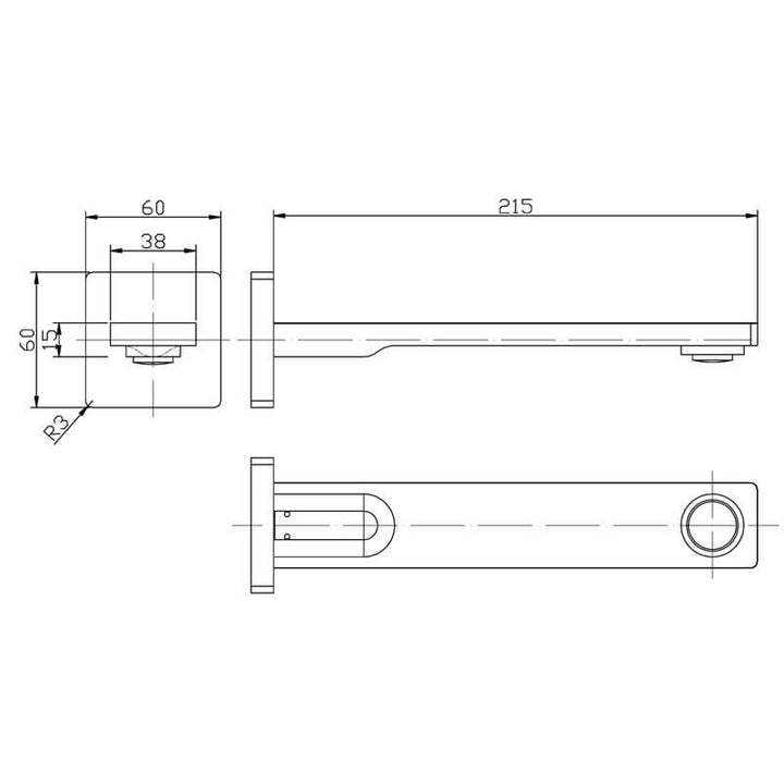 Milan Flat Edge Spout 215mm