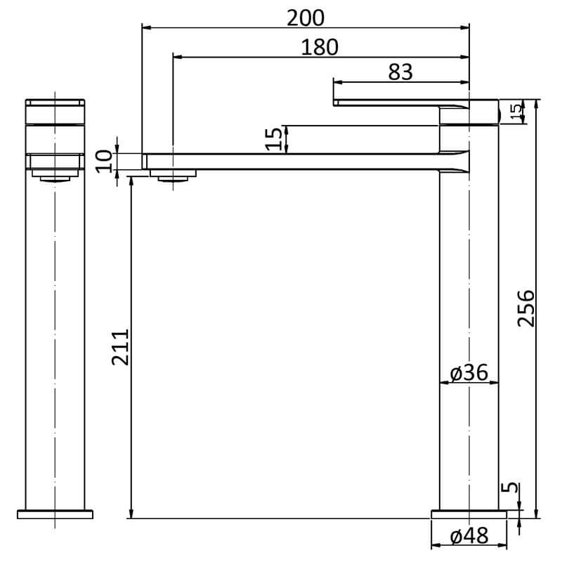 Milan Flat Edge Tall Basin Mixer