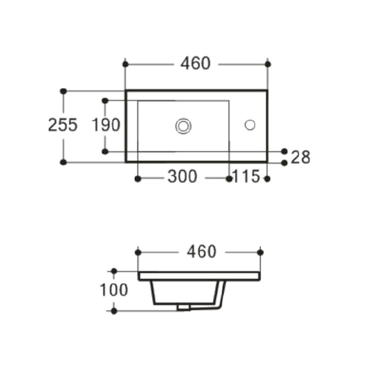 Mini Ceramic Vanity Benchtop Inset Sink 460x255mm