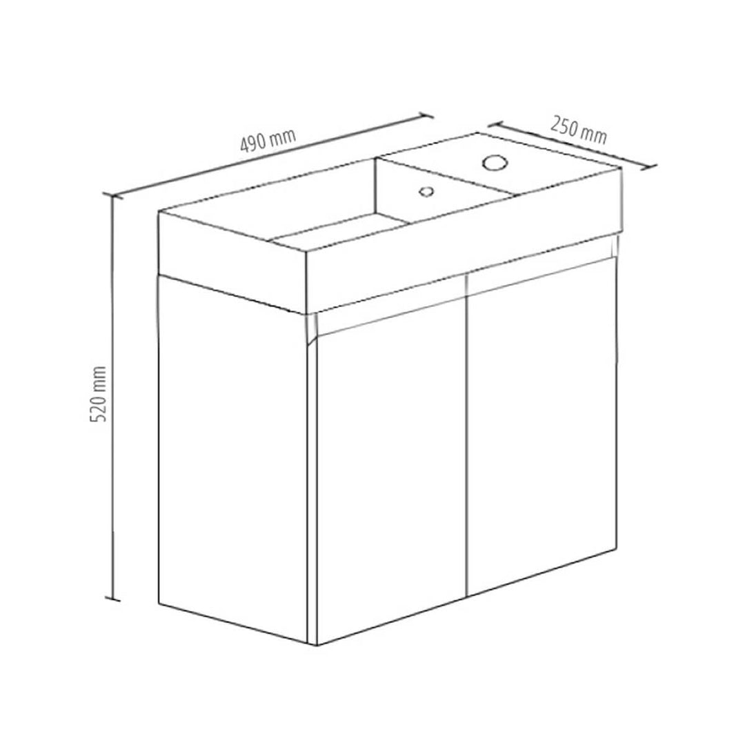 Mini Slimline Wall Hung Floating Vanity 490mm