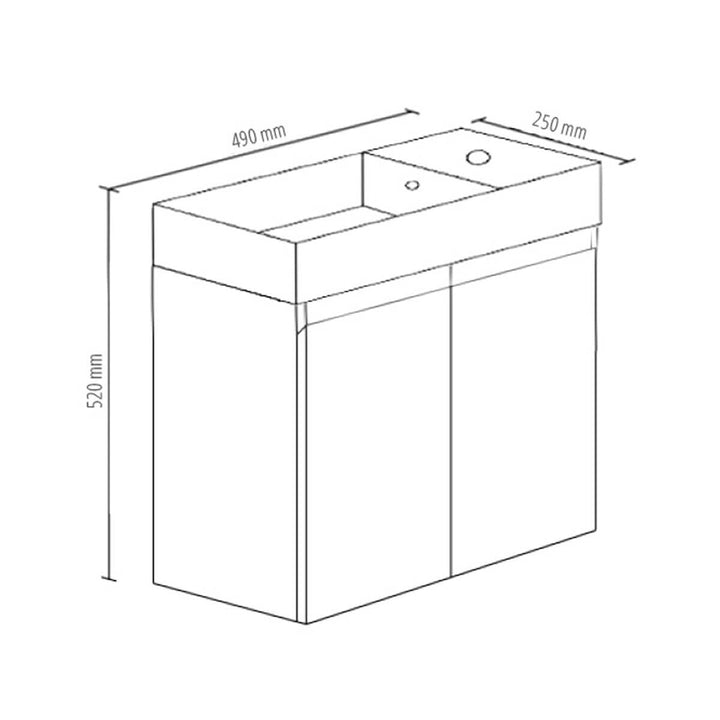 Mini Slimline Wall Hung Floating Vanity 490mm