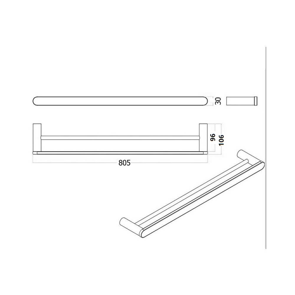 Morgan Round Double Towel Rail 600mm/800mm